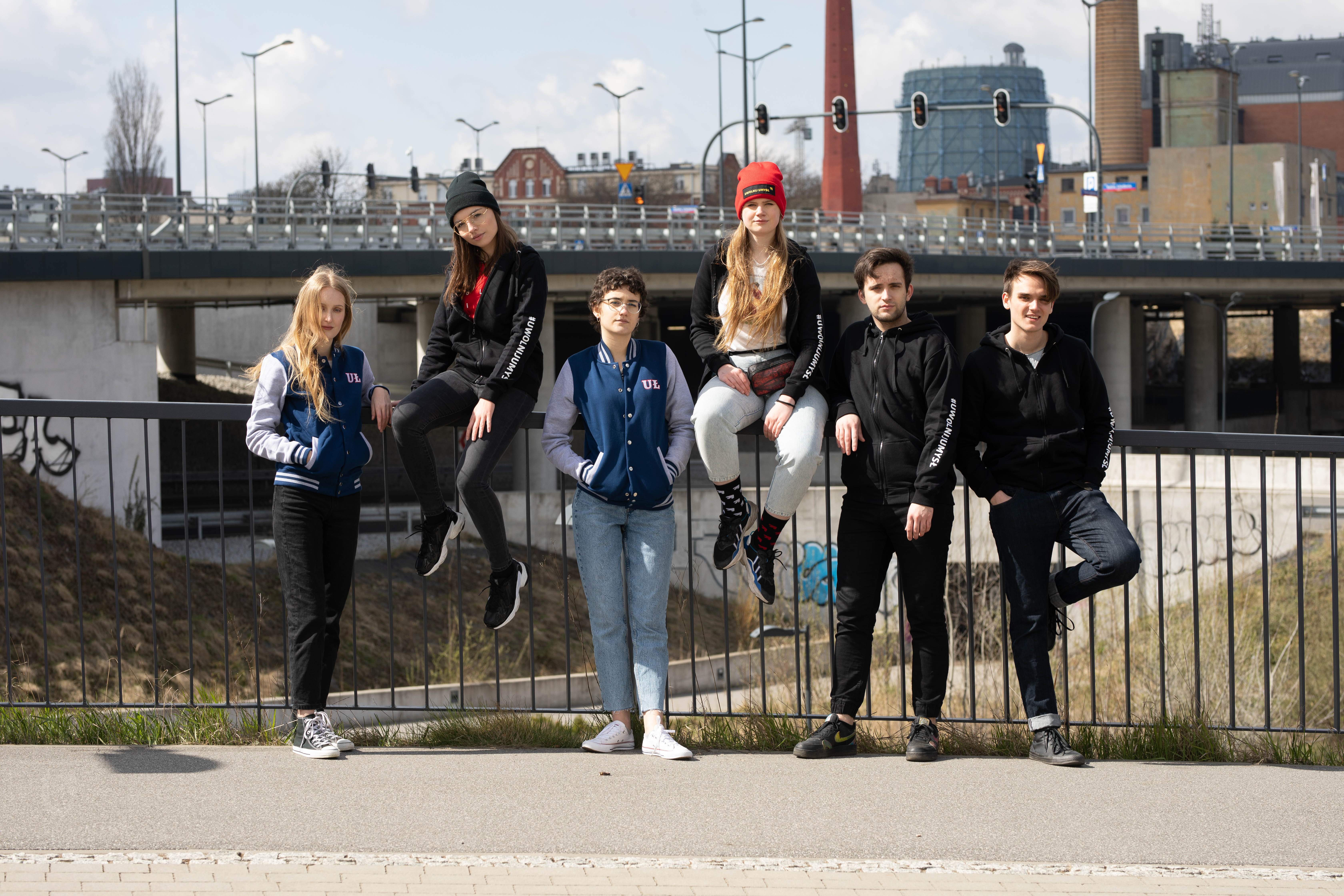 a group of students in an urban space